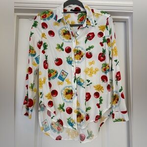 Jane and Delancey White Shirt with Colorful Food Print